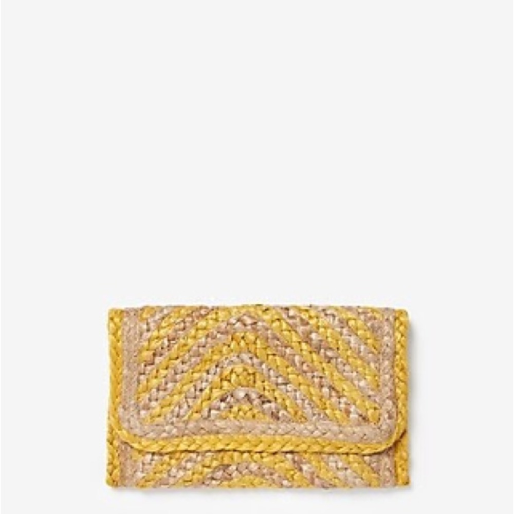Straw foldover clutch